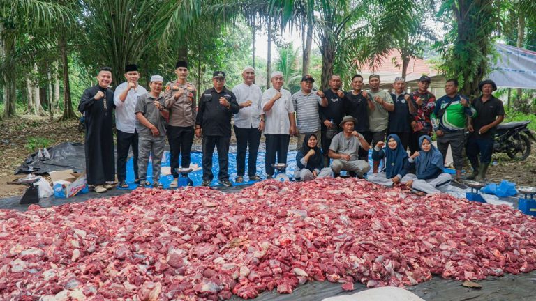 Bupati Sarolangun Hurmin Hadiri Pemotongan 49 Hewan Qurban Di Desa Rantau Gedang